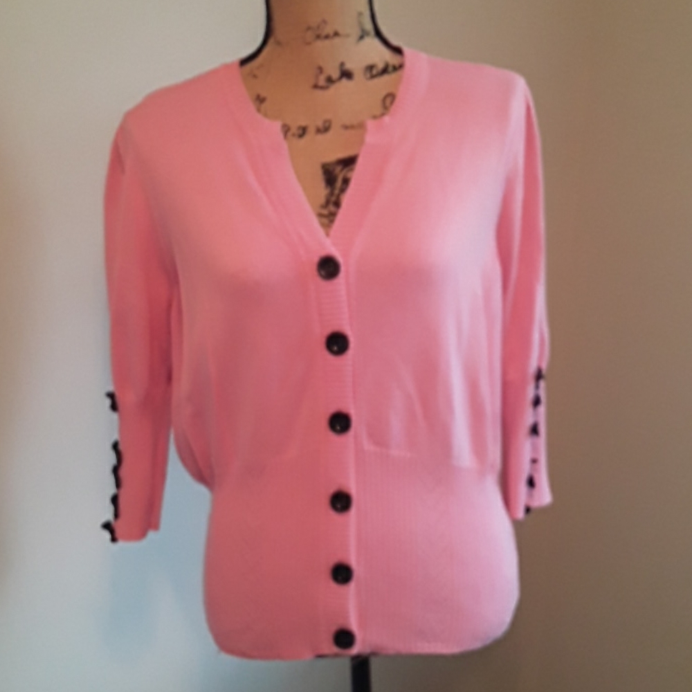 Pink sweater blouse button up